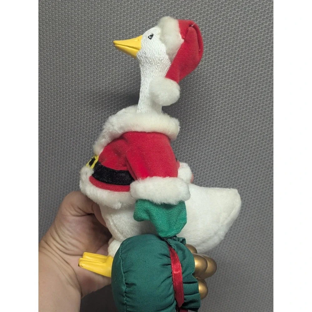 VTG 1997 Christmas Santa Goose Golden Eggs Desk/Mini Porch Goose Decor Roman Inc
